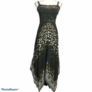 Soft Surroundings Maxi Dress Handkerchief Hem Removable Straps Small